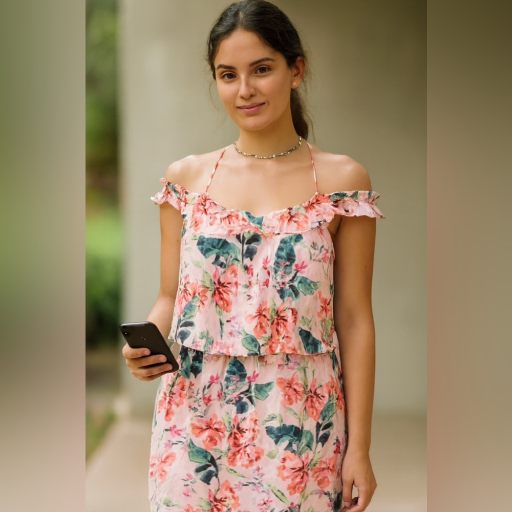 Sanctuary Pink and Black Off-Shoulder Sundress